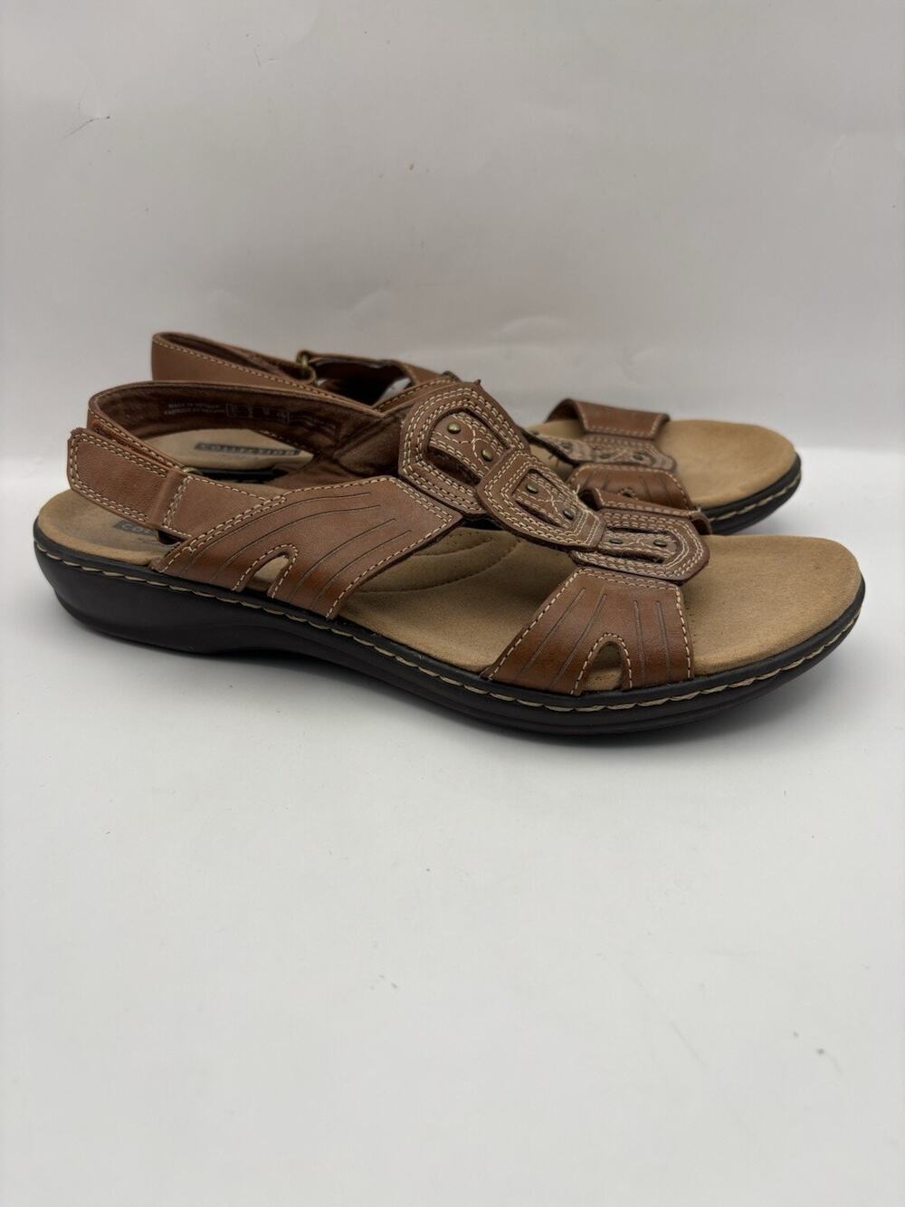 Clarks Leisa Vine Brown Leather Sandals Women Size 8
